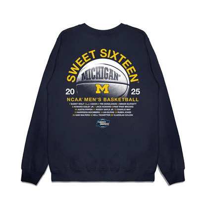 Michigan - NCAA Men's Basketball : - NCAA® March Madness® 2025 Sweet 16 Roster Premium Crewneck Sweatshirt-1