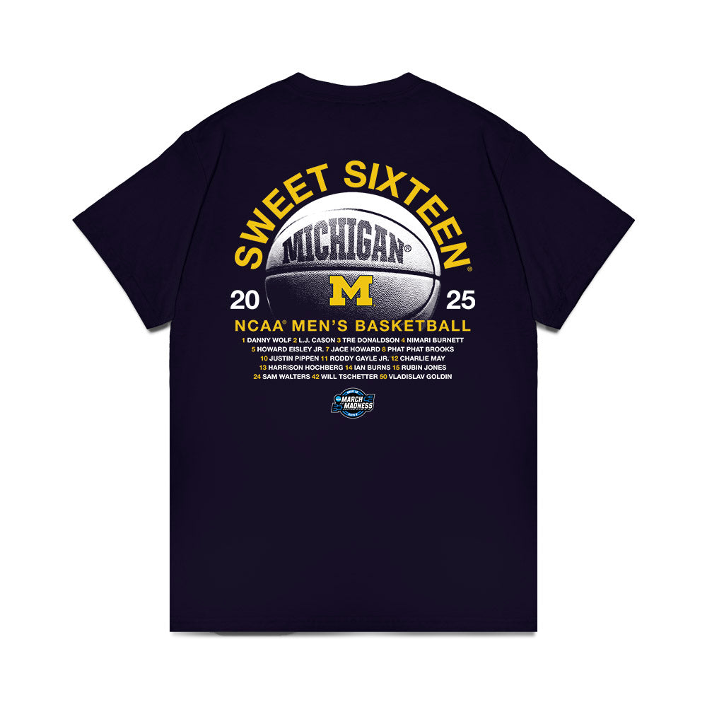 Michigan - NCAA Men's Basketball : - NCAA® March Madness® 2025 Sweet 16 Roster Premium T-Shirt-1