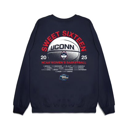 UConn - NCAA Women's Basketball : - NCAA® March Madness® 2025 Sweet 16 Roster Premium Crewneck Sweatshirt-1
