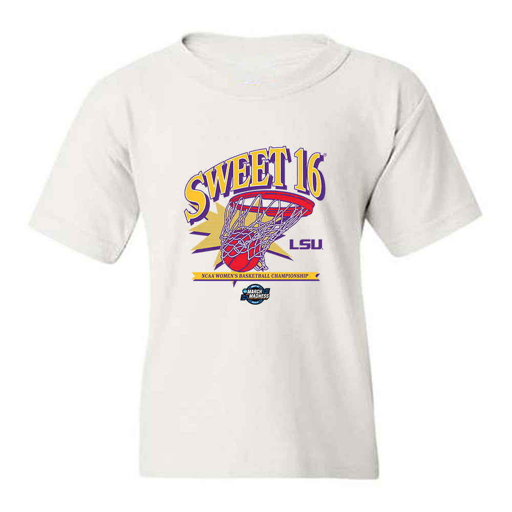 LSU - NCAA Women's Basketball : Flaujae Johnson - NCAA® March Madness® 2025 Sweet 16 Shersey Youth T-Shirt-0