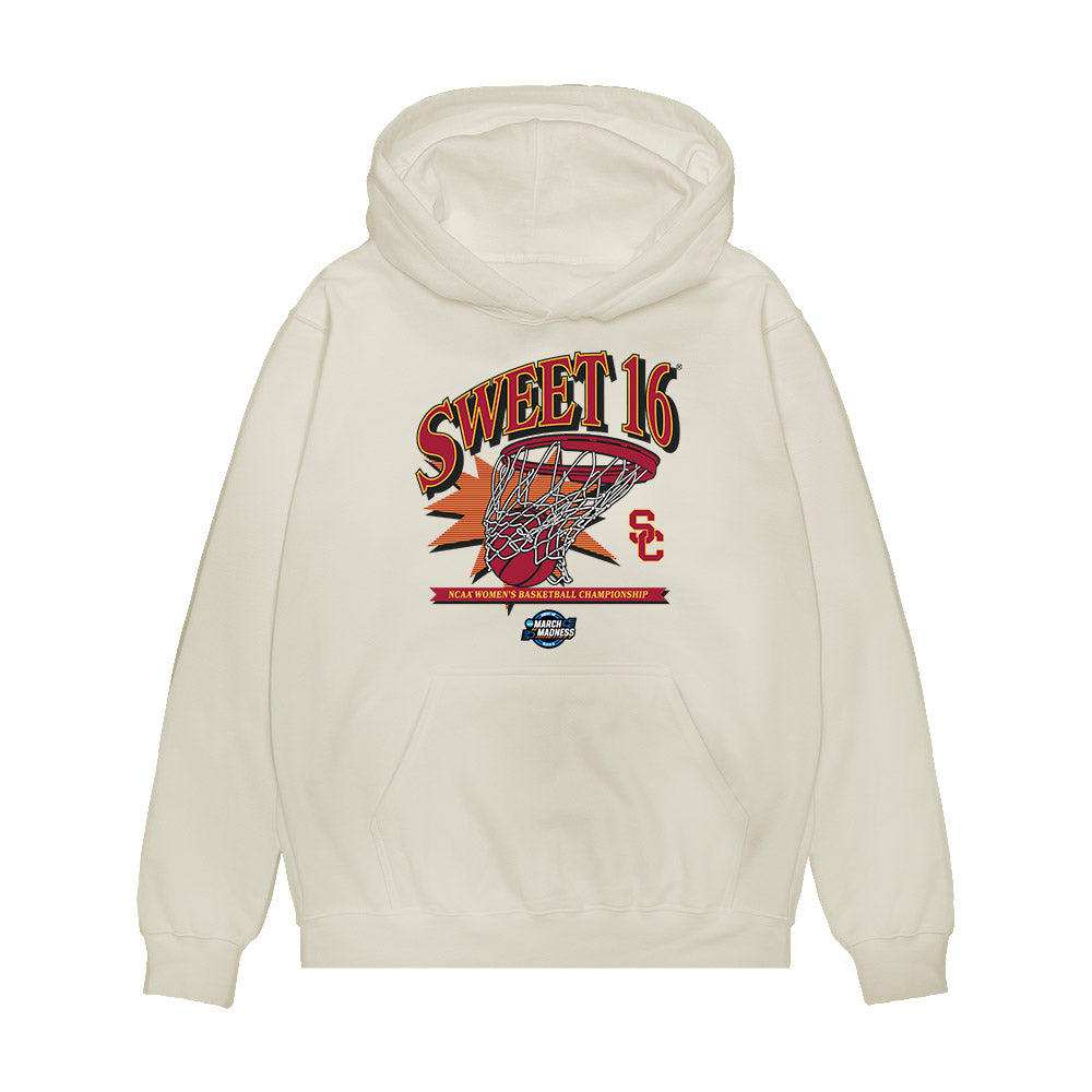 USC - NCAA Women's Basketball : Malia Samuels - NCAA® March Madness® 2025 Sweet 16 Shersey Premium Hooded Sweatshirt-0