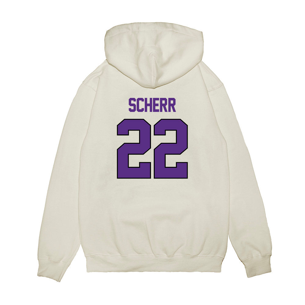 TCU - NCAA Women's Basketball : Maddie Scherr - NCAA® March Madness® 2025 Sweet 16 Shersey Premium Hooded Sweatshirt-1