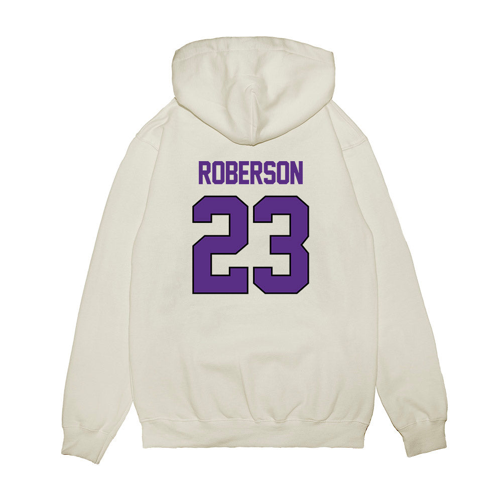 TCU - NCAA Women's Basketball : Aaliyah Roberson - NCAA® March Madness® 2025 Sweet 16 Shersey Premium Hooded Sweatshirt-1