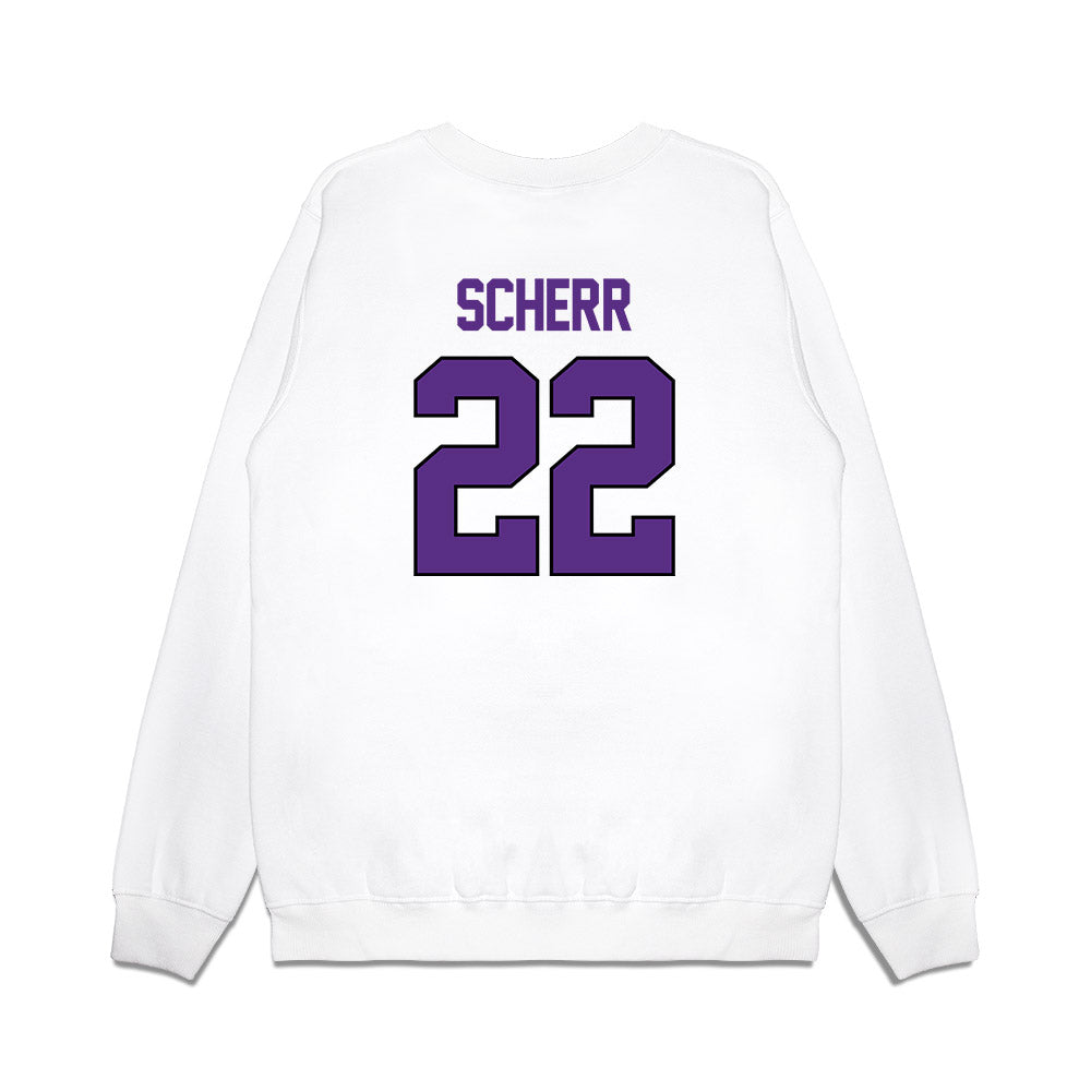 TCU - NCAA Women's Basketball : Maddie Scherr - NCAA® March Madness® 2025 Sweet 16 Shersey Premium Crewneck Sweatshirt-1