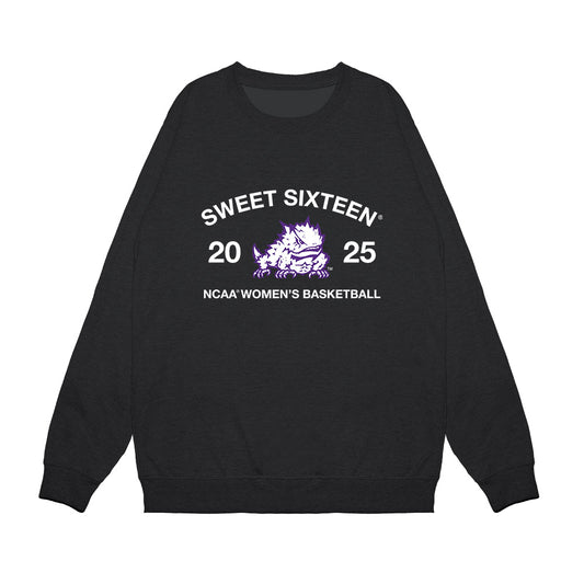 TCU - NCAA Women's Basketball : Aaliyah Roberson - NCAA® March Madness® 2025 Sweet 16 Roster Premium Crewneck Sweatshirt-0