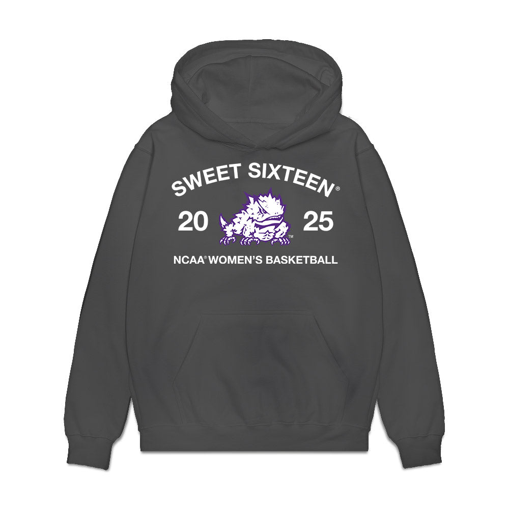 TCU - NCAA Women's Basketball : Donovyn Hunter - NCAA® March Madness® 2025 Sweet 16 Roster Premium Hooded Sweatshirt-0