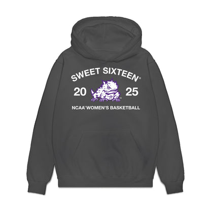 TCU - NCAA Women's Basketball : Natalie Mazurek - NCAA® March Madness® 2025 Sweet 16 Roster Premium Hooded Sweatshirt-0