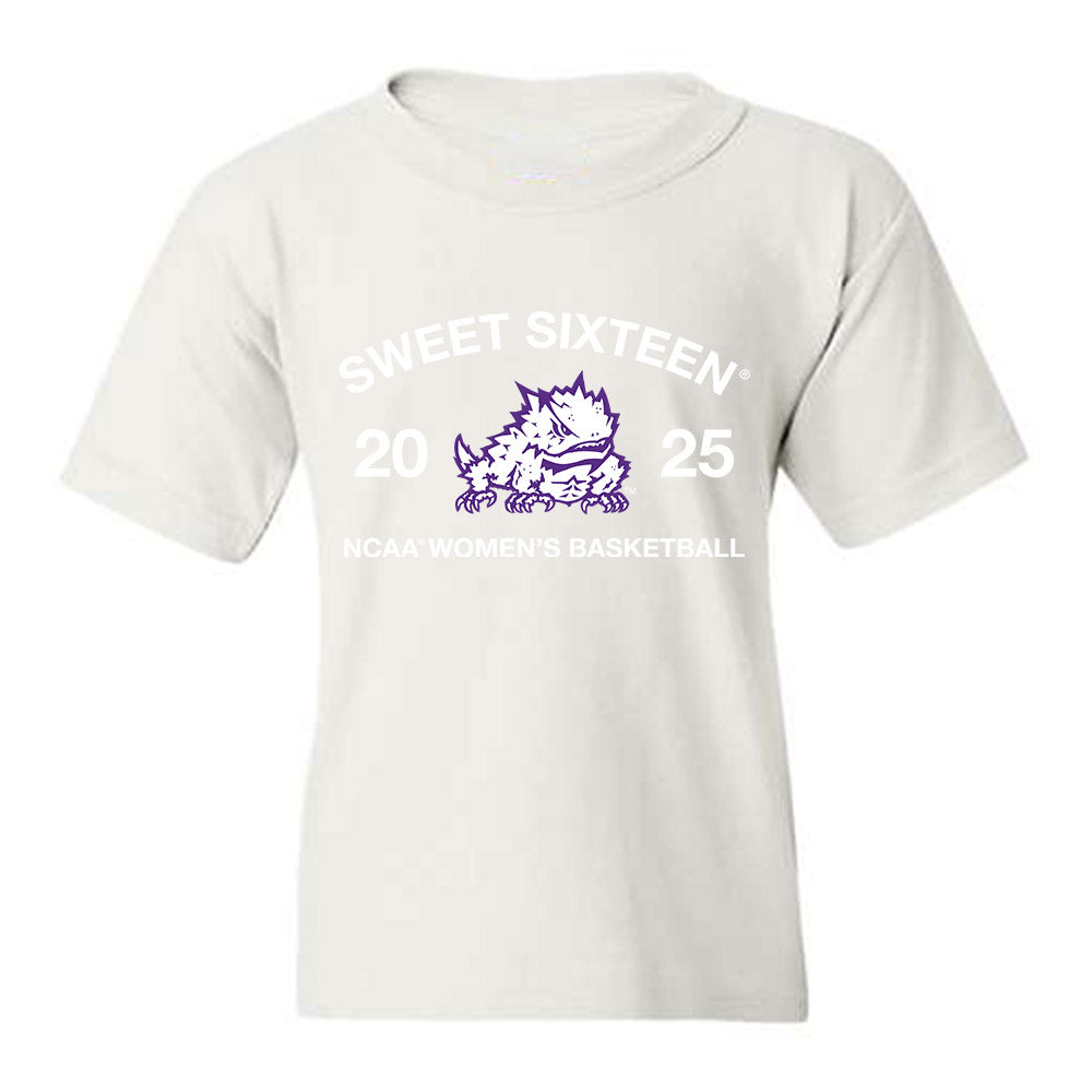 TCU - NCAA Women's Basketball : Aaliyah Roberson - NCAA® March Madness® 2025 Sweet 16 Roster Youth T-Shirt-0