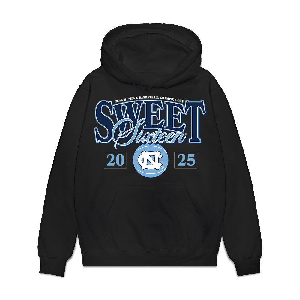 UNC - NCAA Women's Basketball : - NCAA® March Madness® 2025 Sweet 16 Team Premium Hooded Sweatshirt-0