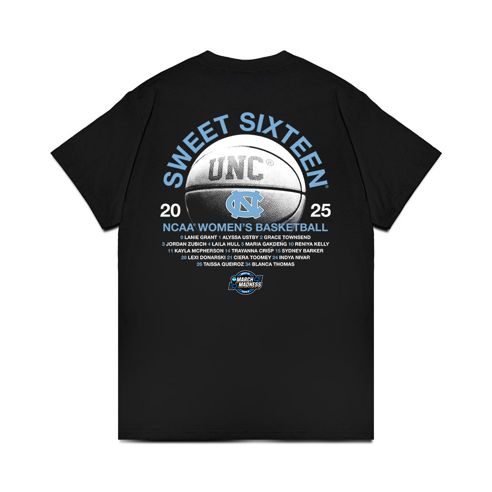 UNC - NCAA Women's Basketball : - NCAA® March Madness® 2025 Sweet 16 Roster Premium T-Shirt-1