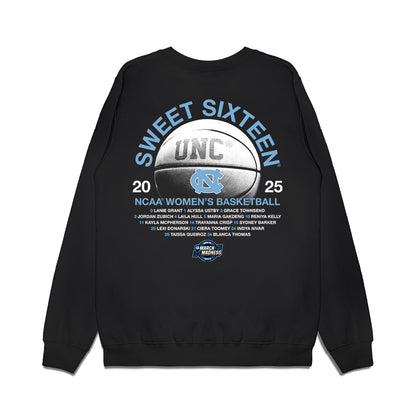 UNC - NCAA Women's Basketball : - NCAA® March Madness® 2025 Sweet 16 Roster Premium Crewneck Sweatshirt-1