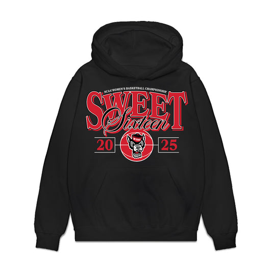 NC State - NCAA Women's Basketball : - NCAA® March Madness® 2025 Sweet 16 Team Premium Hooded Sweatshirt-0