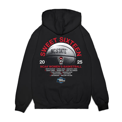 NC State - NCAA Women's Basketball : - NCAA® March Madness® 2025 Sweet 16 Roster Premium Hooded Sweatshirt-1