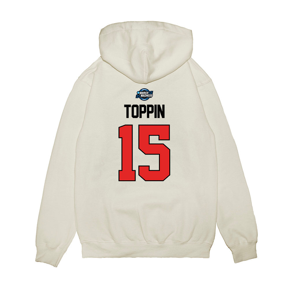 Texas Tech - NCAA Men's Basketball : JT Toppin - NCAA® March Madness® 2025 Elite 8 Shersey Premium Hooded Sweatshirt-1