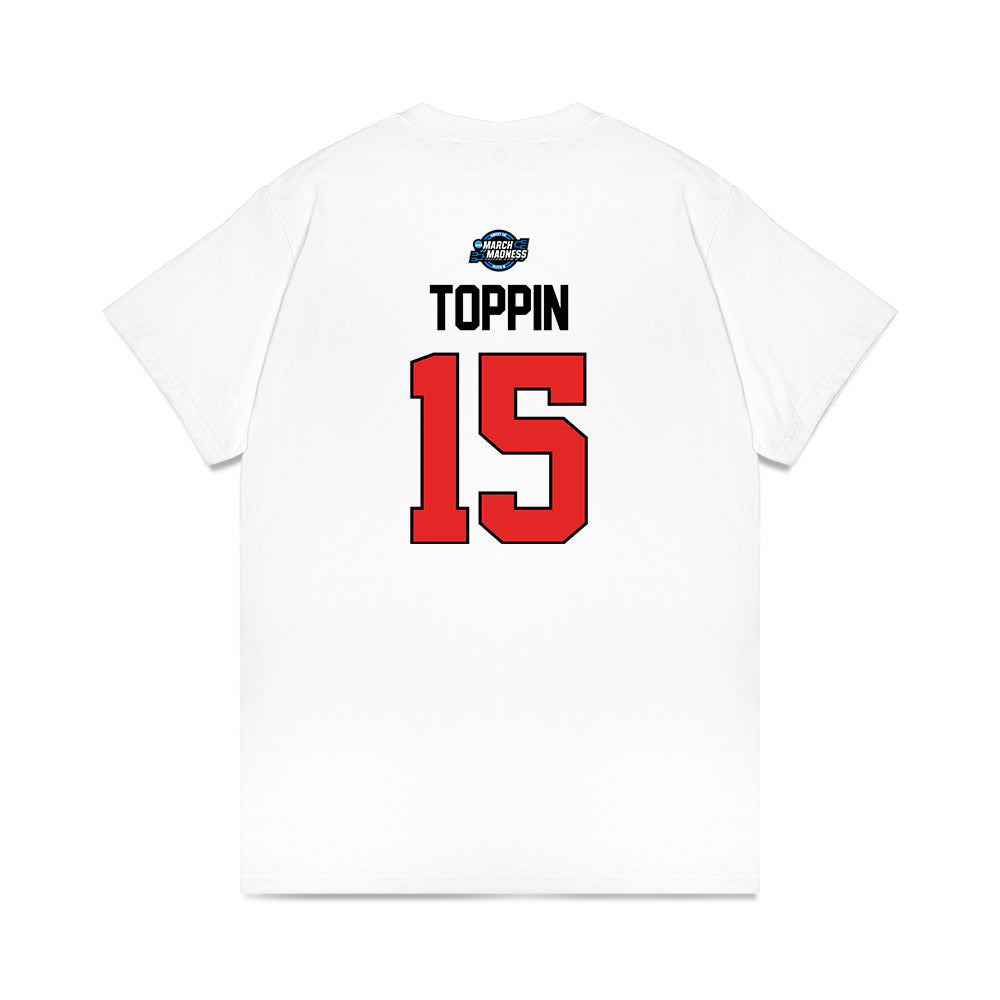 Texas Tech - NCAA Men's Basketball : JT Toppin - NCAA® March Madness® 2025 Elite 8 Shersey Premium T-Shirt-1