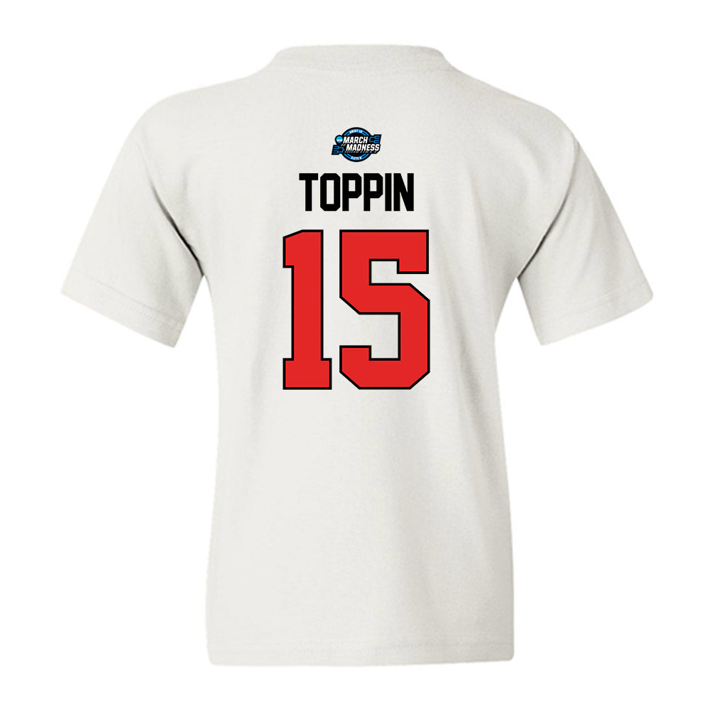 Texas Tech - NCAA Men's Basketball : JT Toppin - NCAA® March Madness® 2025 Elite 8 Shersey Youth T-Shirt-1