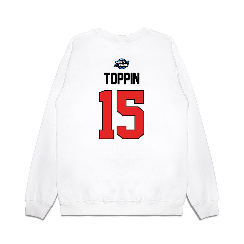 Texas Tech - NCAA Men's Basketball : JT Toppin - NCAA® March Madness® 2025 Elite 8 Shersey Premium Crewneck Sweatshirt-1