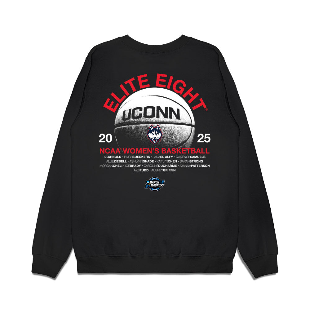 UConn - NCAA Women's Basketball : NCAA® March Madness® 2025 Elite 8 Roster Premium Crewneck Sweatshirt-1