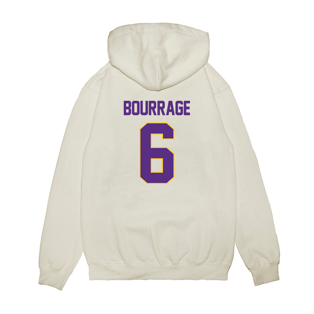 LSU - NCAA Women's Basketball : Divine Bourrage - NCAA® March Madness® 2025 Elite 8 Shersey Premium Hooded Sweatshirt-1