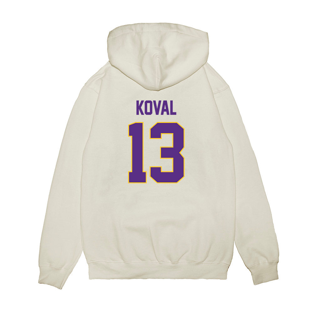 LSU - NCAA Women's Basketball : Kate Koval - NCAA® March Madness® 2025 Elite 8 Shersey Premium Hooded Sweatshirt-1