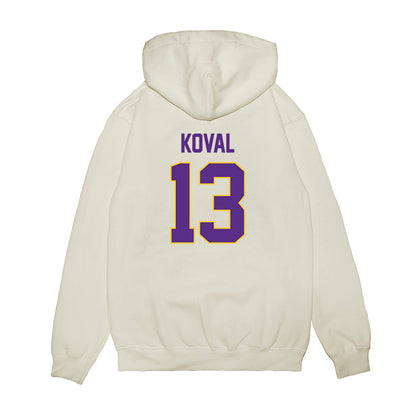 LSU - NCAA Women's Basketball : Kate Koval - NCAA® March Madness® 2025 Elite 8 Shersey Premium Hooded Sweatshirt-1