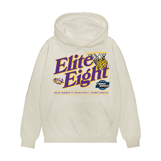 LSU - NCAA Women's Basketball : Kate Koval - NCAA® March Madness® 2025 Elite 8 Shersey Premium Hooded Sweatshirt-0