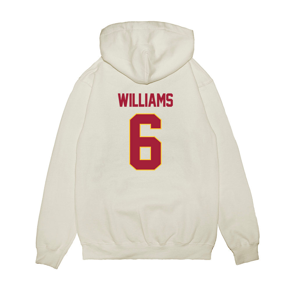 USC - NCAA Women's Basketball : Laura Williams - NCAA® March Madness® 2025 Elite 8 Shersey Premium Hooded Sweatshirt-1