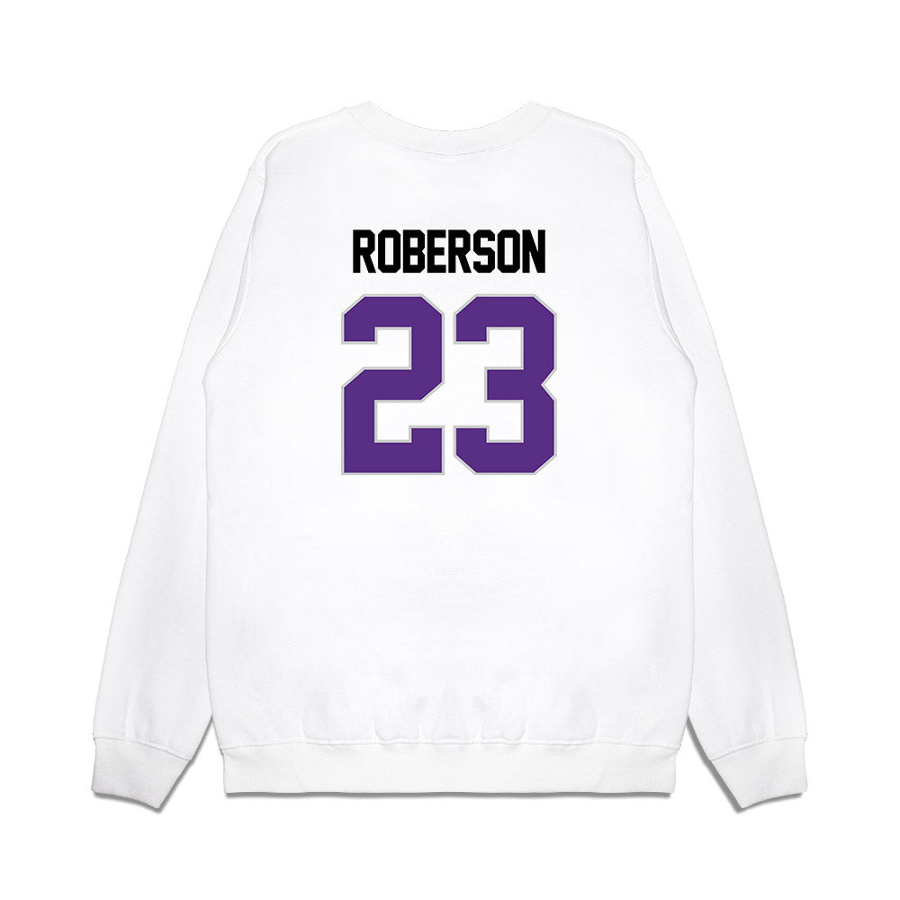 TCU - NCAA Women's Basketball : Aaliyah Roberson - NCAA® March Madness® 2025 Elite 8 Shersey Premium Crewneck Sweatshirt-1