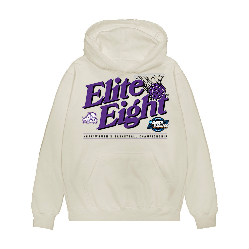 TCU - NCAA Women's Basketball : Maddie Scherr - NCAA® March Madness® 2025 Elite 8 Shersey Premium Hooded Sweatshirt-0