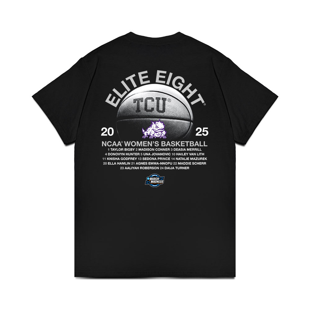 TCU - NCAA Women's Basketball : - NCAA® March Madness® 2025 Elite 8 Roster Premium T-Shirt-1