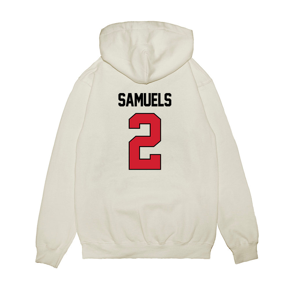 NC State - NCAA Women's Basketball : Qadence Samuels - NCAA® March Madness® 2025 Elite 8 Shersey Premium Hooded Sweatshirt-1