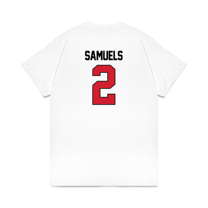 NC State - NCAA Women's Basketball : Qadence Samuels - NCAA® March Madness® 2025 Elite 8 Shersey Premium T-Shirt-1