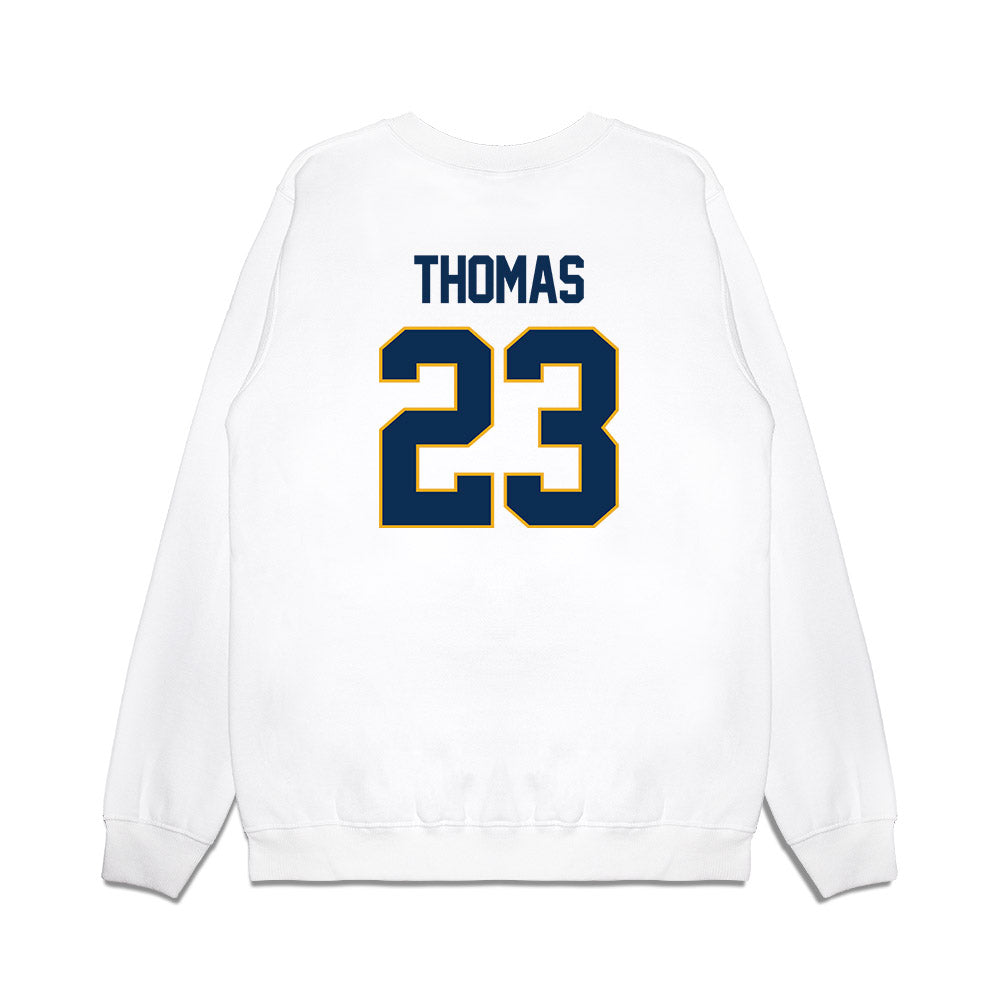 West Virginia - NCAA Women's Basketball : Jordan Thomas - NCAA® March Madness® 2025 Elite 8 Shersey Premium Crewneck Sweatshirt-1