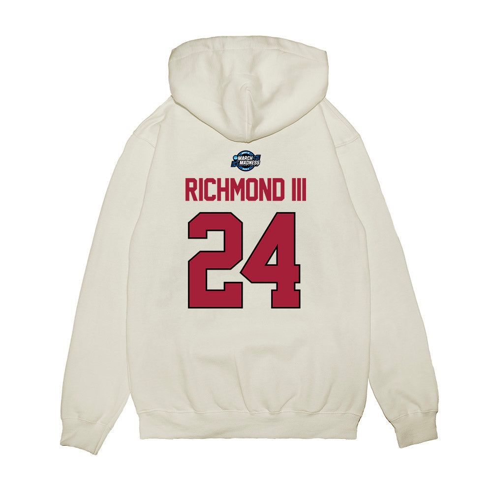 Arkansas - NCAA Men's Basketball : Billy Richmond III - NCAA® March Madness® 2025 Elite Eight Premium Hooded Sweatshirt-1