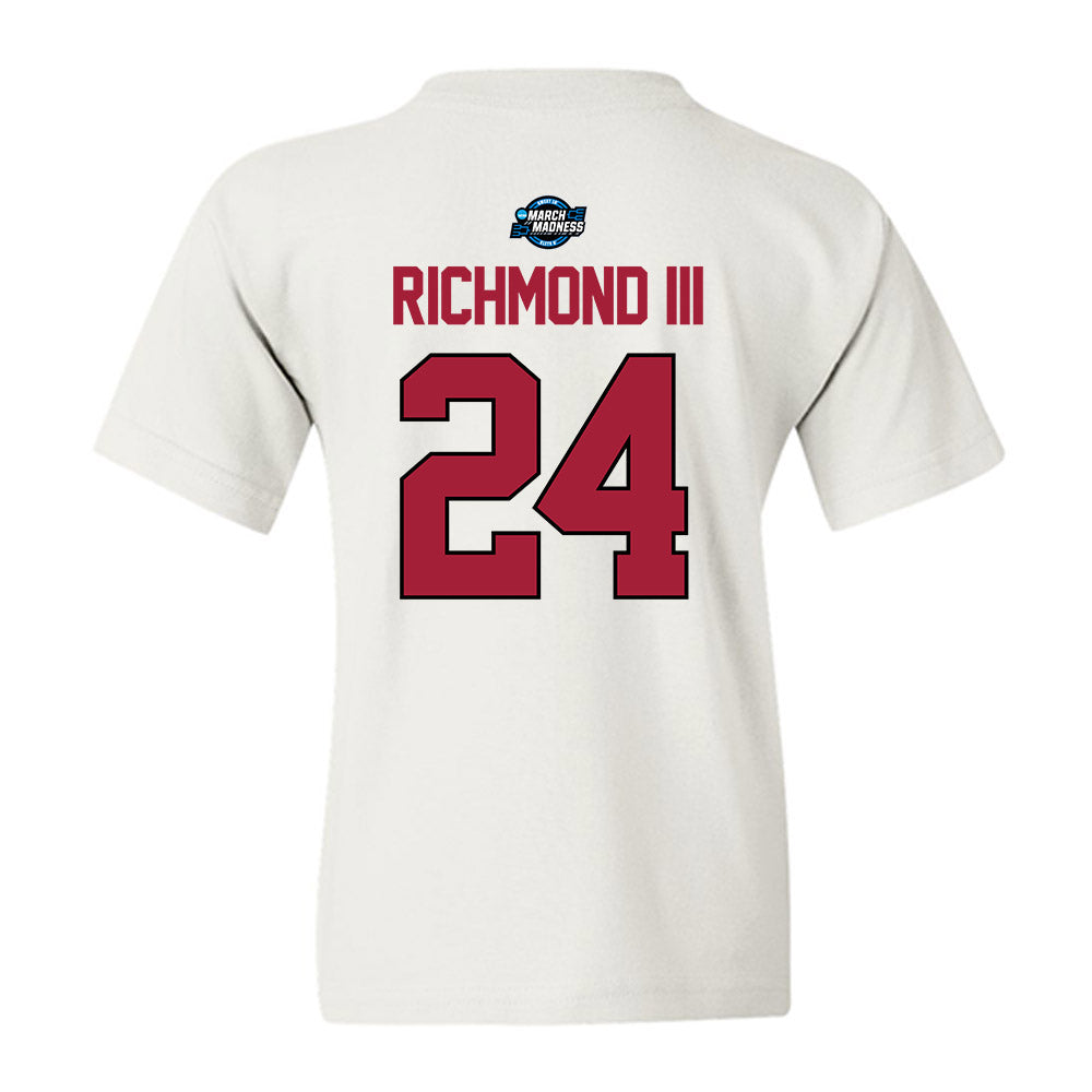 Arkansas - NCAA Men's Basketball : Billy Richmond III - NCAA® March Madness® 2025 Elite Eight Youth T-Shirt-1