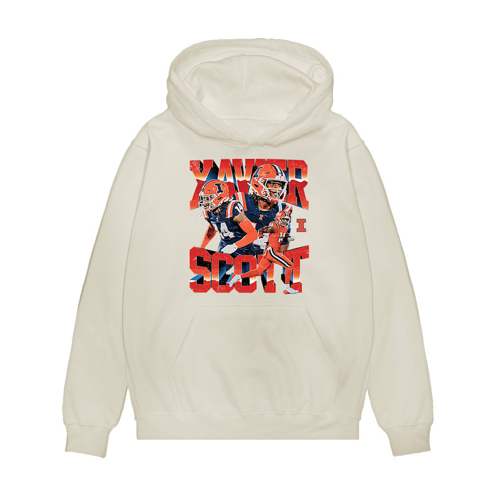 Illinois - NCAA Football : Xavier Scott - Collage Premium Hooded Sweatshirt-0