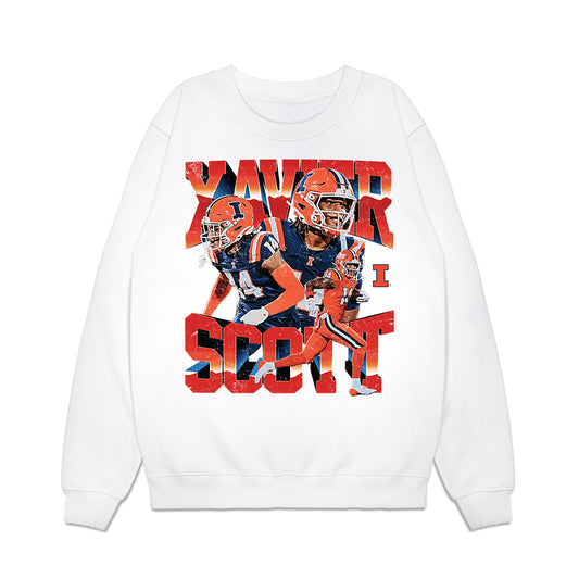 Illinois - NCAA Football : Xavier Scott - Collage Premium Crewneck Sweatshirt-0