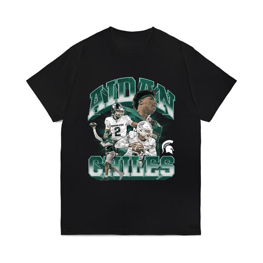 Michigan State - NCAA Football : Aidan Chiles - Collage Comfort Colors T-Shirt-0