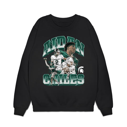 Michigan State - NCAA Football : Aidan Chiles - Collage Premium Crewneck Sweatshirt-0