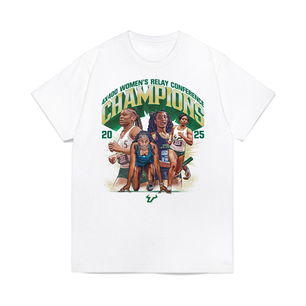 USF - NCAA Women's Track & Field : 2025 Champions 4x400 Women's Relay Team Collage Premium T-Shirt-0