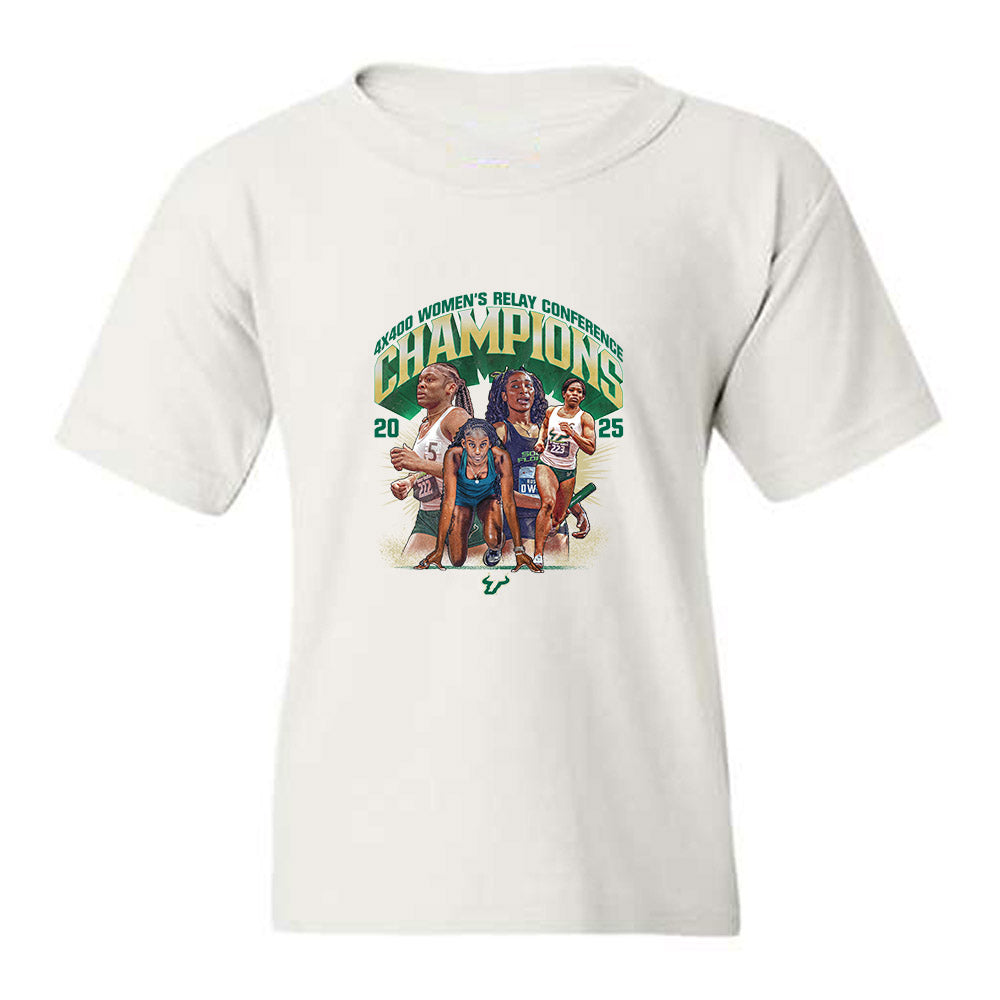 USF - NCAA Women's Track & Field : 2025 Champions 4x400 Women's Relay Team Collage Youth T-Shirt-0