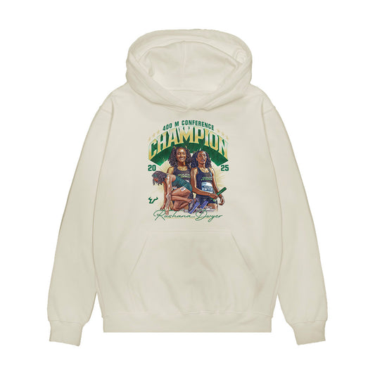 USF - NCAA Women's Track & Field : Rushana Dwyer - 2025 Champion 400 M Collage Premium Hooded Sweatshirt-0