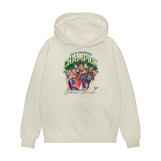 USF - NCAA Men's Track & Field : Gabriel Moronta - 2025 Champion 400 M Collage Premium Hooded Sweatshirt-0