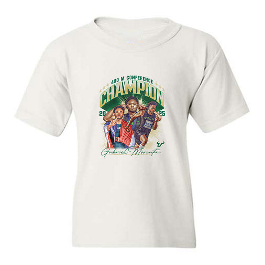 USF - NCAA Men's Track & Field : Gabriel Moronta - 2025 Champion 400 M Collage Youth T-Shirt-0