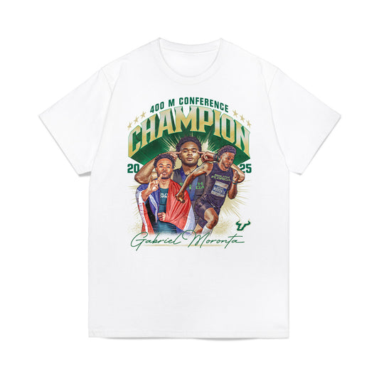 USF - NCAA Men's Track & Field : Gabriel Moronta - 2025 Champion 400 M Collage Premium T-Shirt-0
