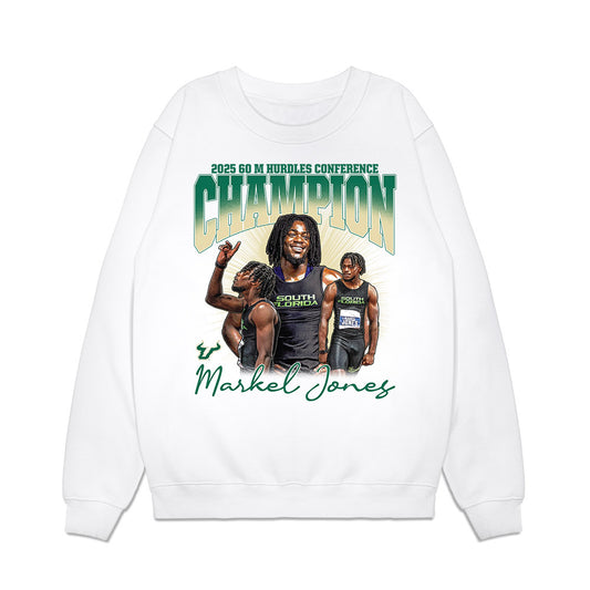 USF - NCAA Men's Track & Field : Markel Jones - 2025 Champion 60 M hurdles Collage Premium Crewneck Sweatshirt-0
