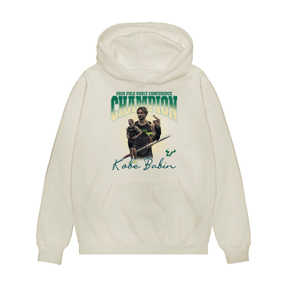 USF - NCAA Men's Track & Field : Kobe Babin - 2025 Champion Pole Vault Collage Premium Hooded Sweatshirt-0
