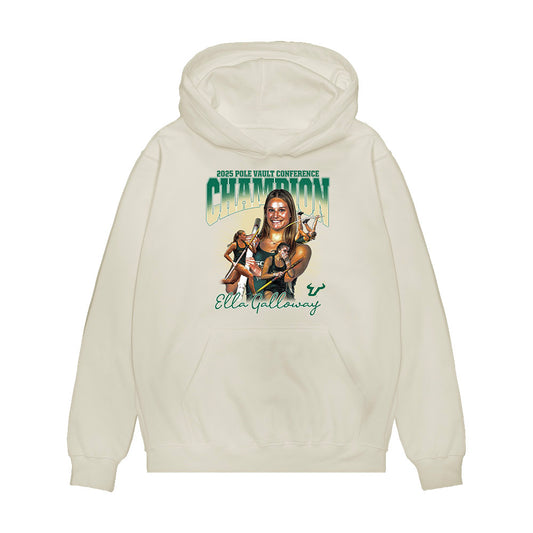 USF - NCAA Women's Track & Field : Ella Galloway - 2025 Champion Pole Vault Collage Premium Hooded Sweatshirt-0