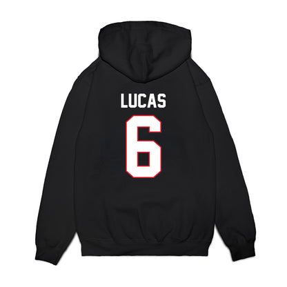 UConn - NCAA Men's Ice Hockey : Andrew Lucas - Championship Classic Shersey Premium Hooded Sweatshirt-1