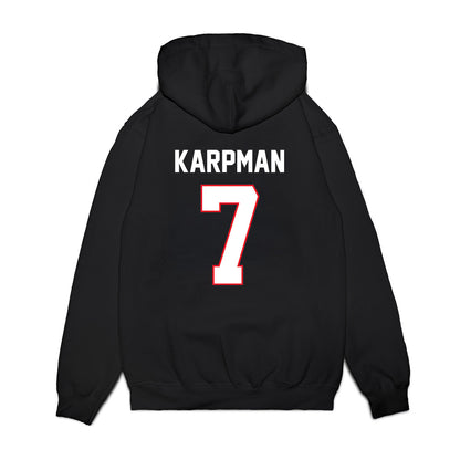 UConn - NCAA Men's Ice Hockey : Huston Karpman - Championship Classic Shersey Premium Hooded Sweatshirt-1